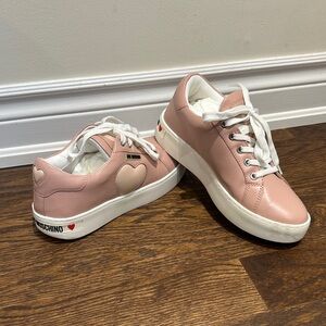 Moschino Blush Pink Low-Top Heart Sneakers